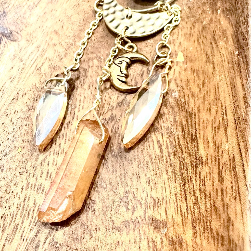 Gold And Crystal Pendant Necklace